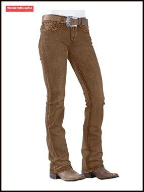 Women's Mid Rise Bootcut Stretch Denim Jeans Western Straight Leg